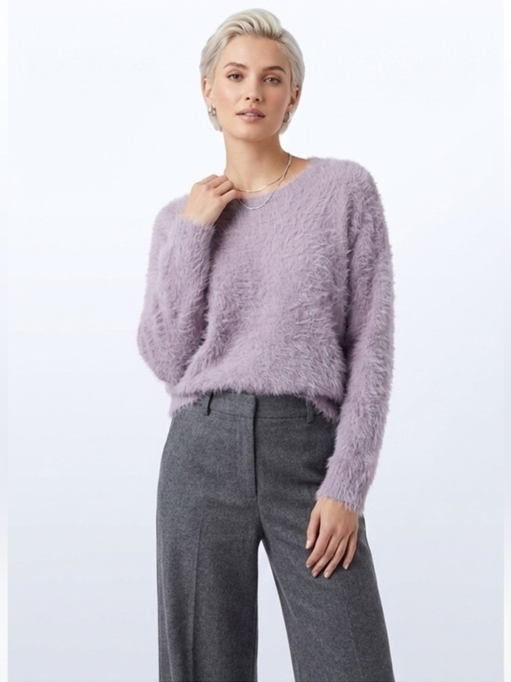 3/$30 Twik Mauve Fuzzy Crewneck Sweater Size Large